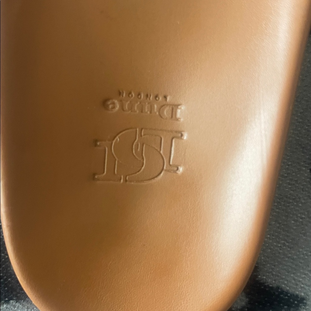 Dune London Tan Leather Slide Sandals - Picture 2 of 6
